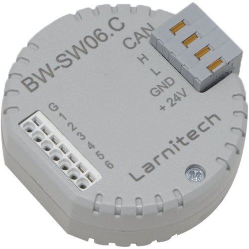 De Larnitech BW-SW06 module voor het aansluiten van 6 schakelaars.