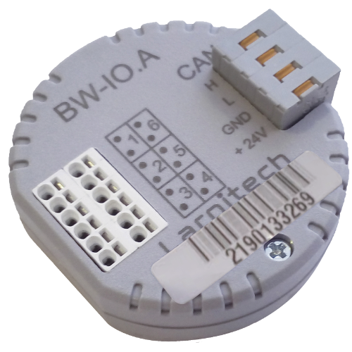 De Larnitech BW-IO module voor het aansluiten van apparatuur via potentiaalvrije contacten